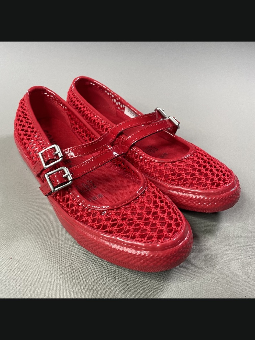 NEW Converse Shoes Womens 6 red woven dainty Mary Jane coquette street wear